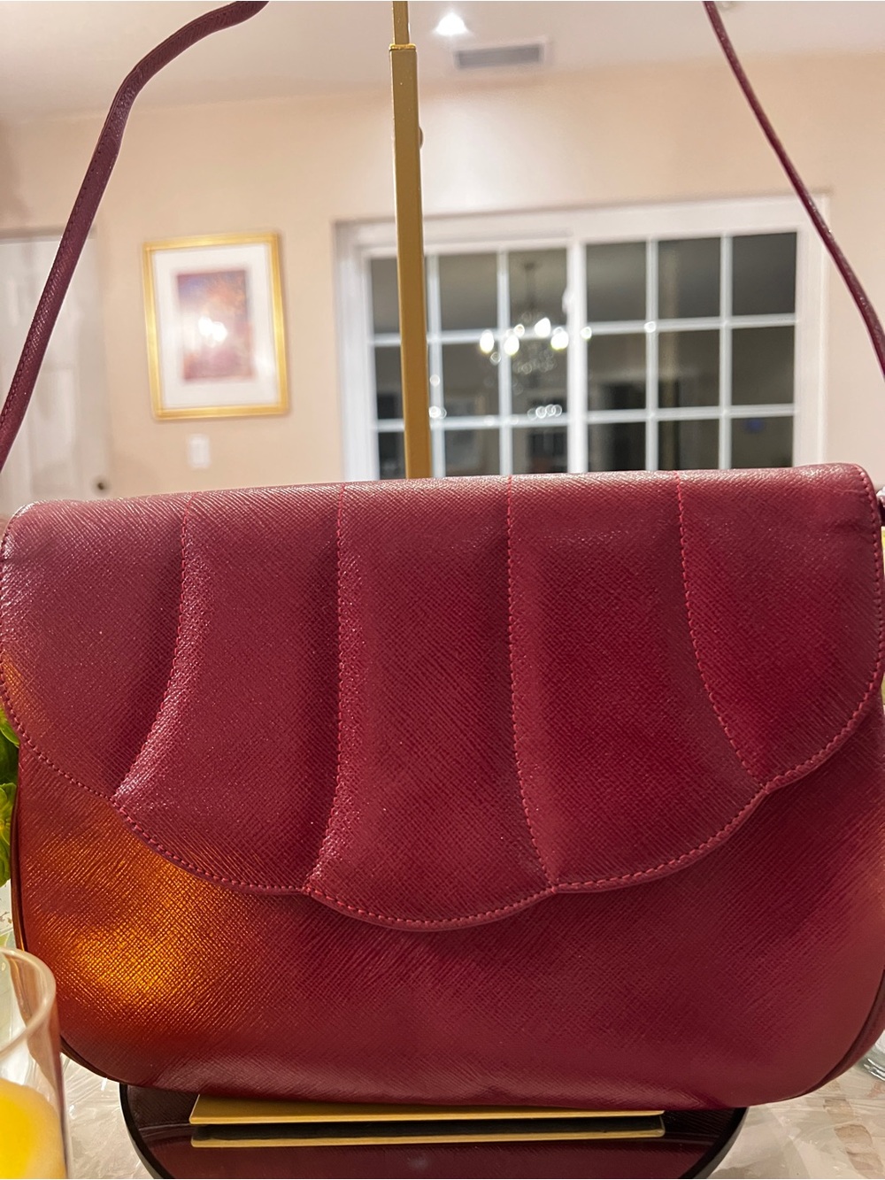Koret Vintage Burgundy Convertible Shoulder Bag Clutch Scalloped Flap
